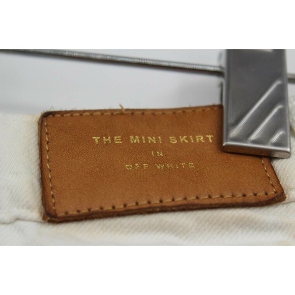 Zara Women's Off White Denim Raw Cut Off Edges Distressed Mini Skirt Size Small - Picture 7 of 8